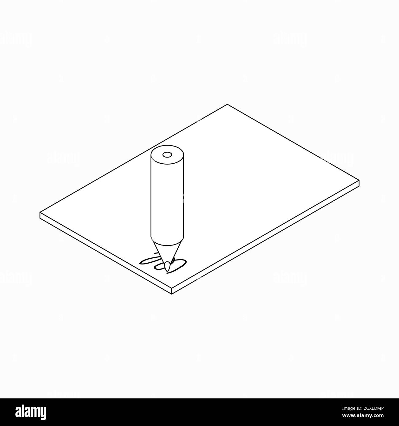 Pencil and paper icon in isometric 3d style isolated on white ...
