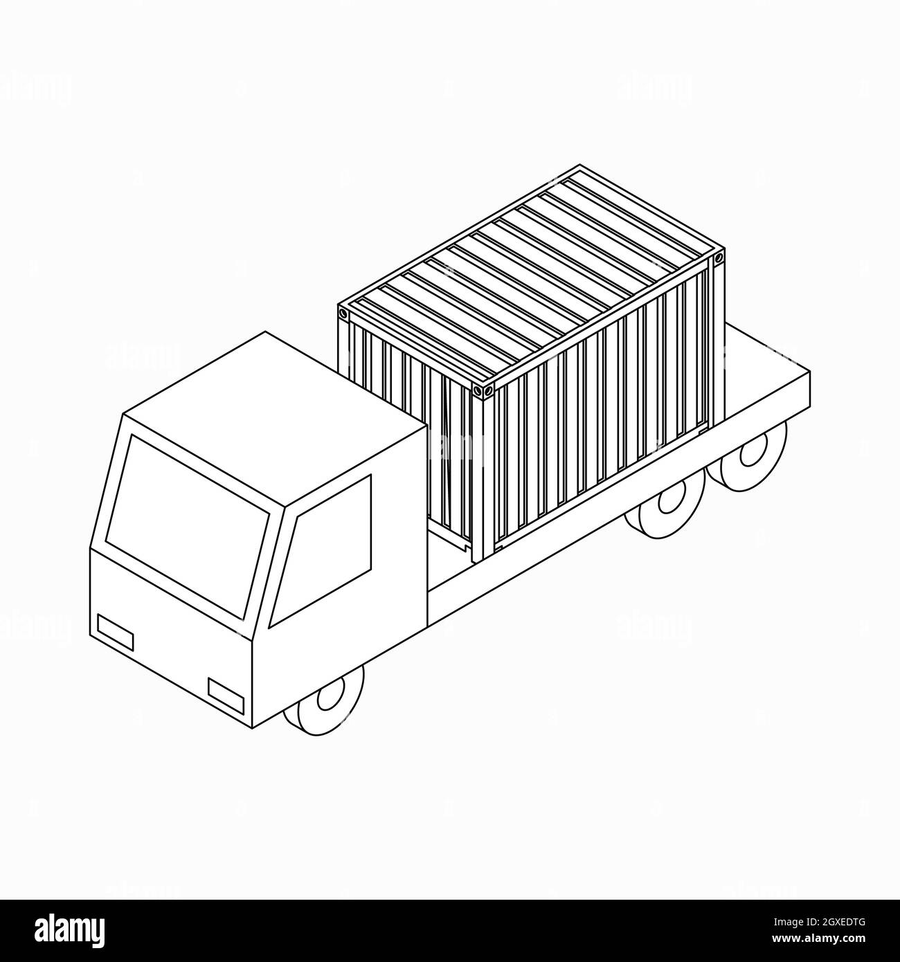 Cargo container on truck icon in isometric 3d style isolated on white ...