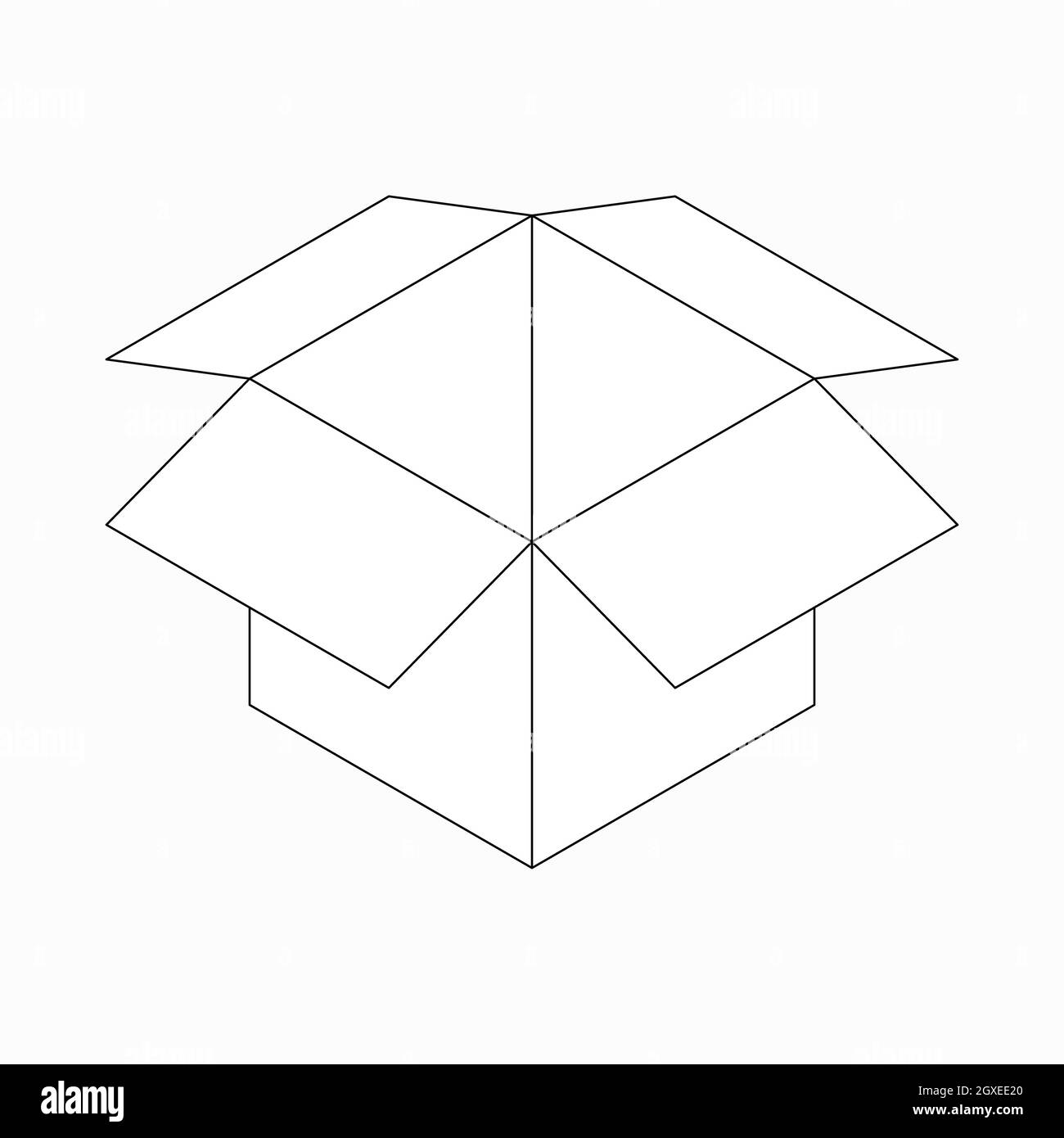 Opened cardboard box icon in isometric 3d style isolated on white ...