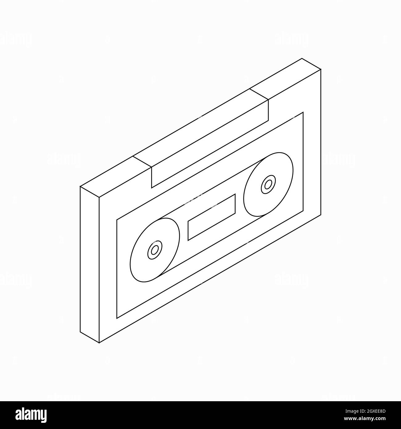 Plastic audio cassette icon in isometric 3d style isolated on white ...