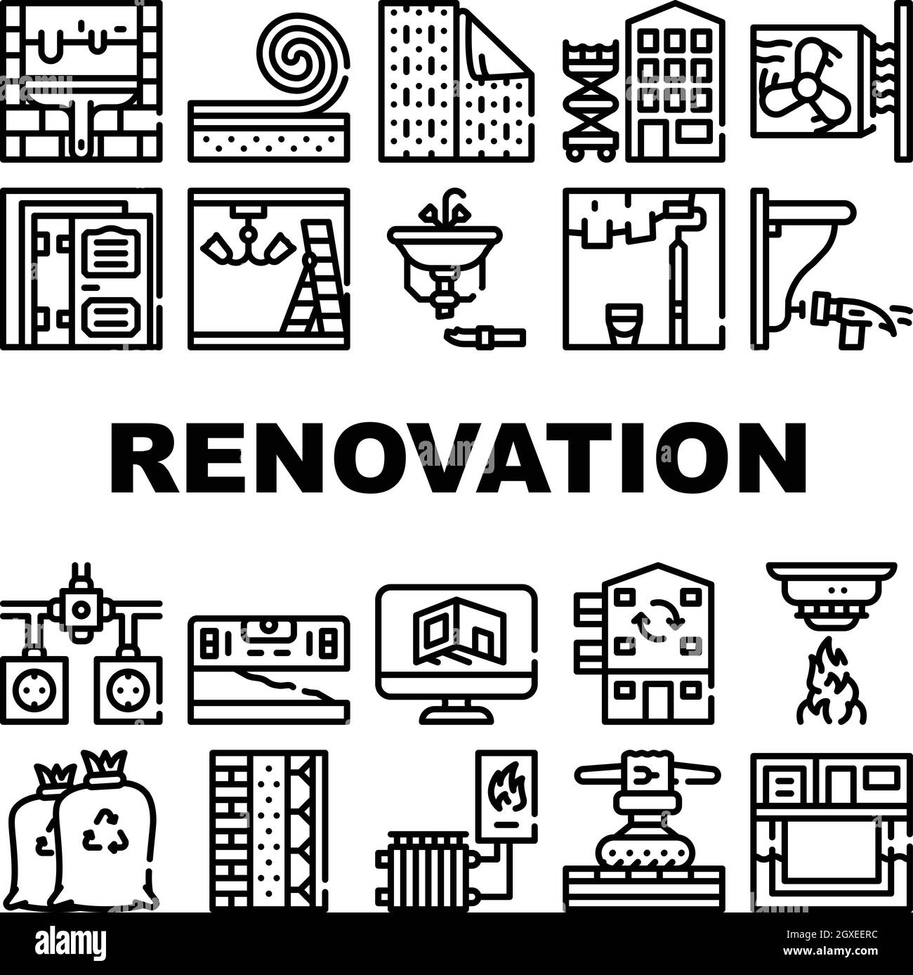 Home Renovation Repair Collection Icons Set Vector Stock Vector
