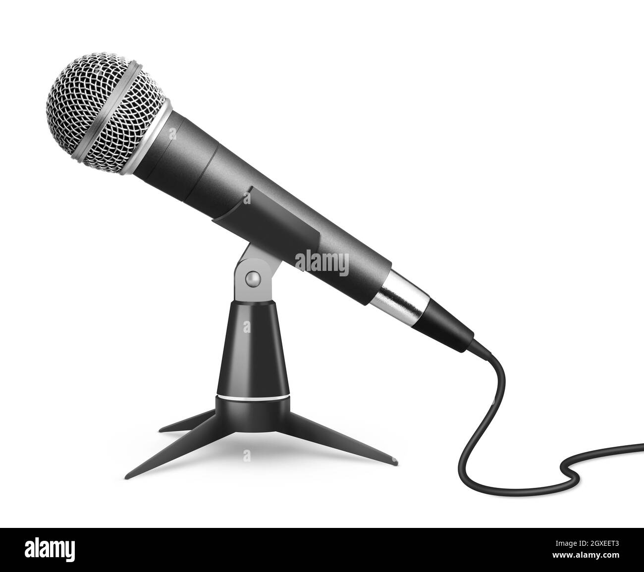Microphone on stand isolated Stock Photo Alamy
