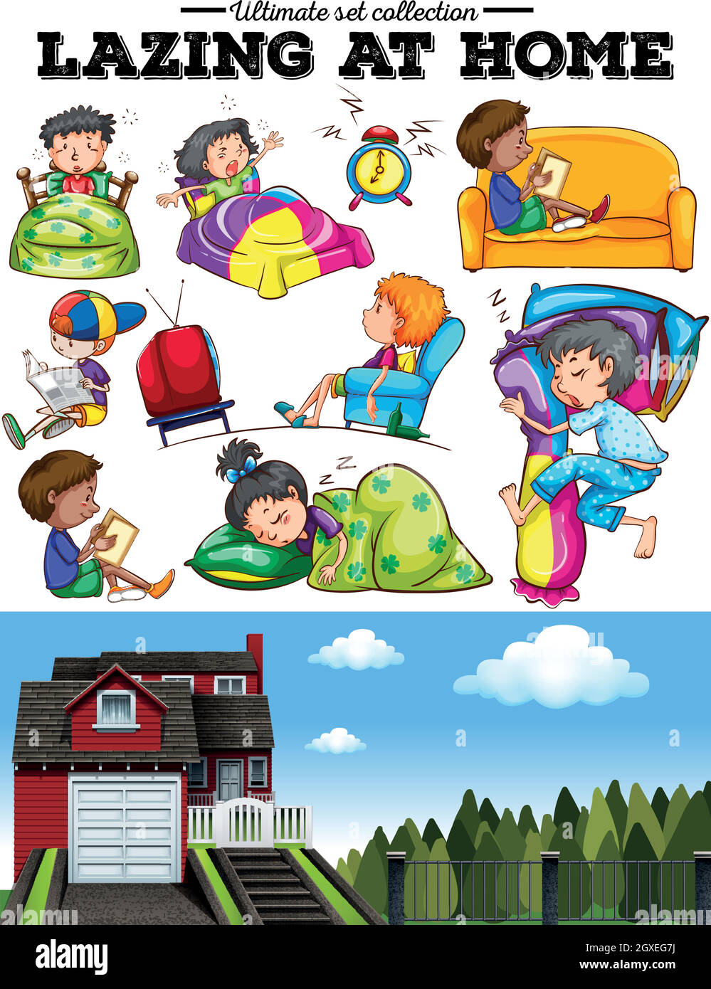 Boys and girls resting at home Stock Vector