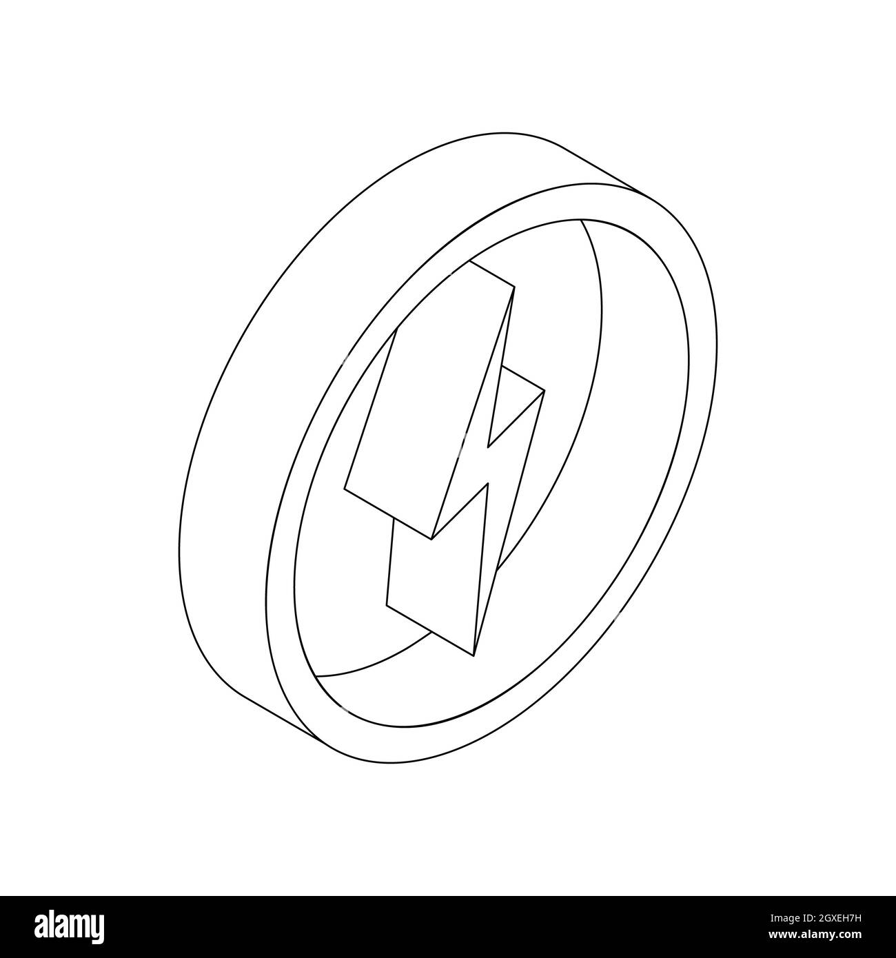Lightning bolt icon in isometric 3d style on a white background Stock ...