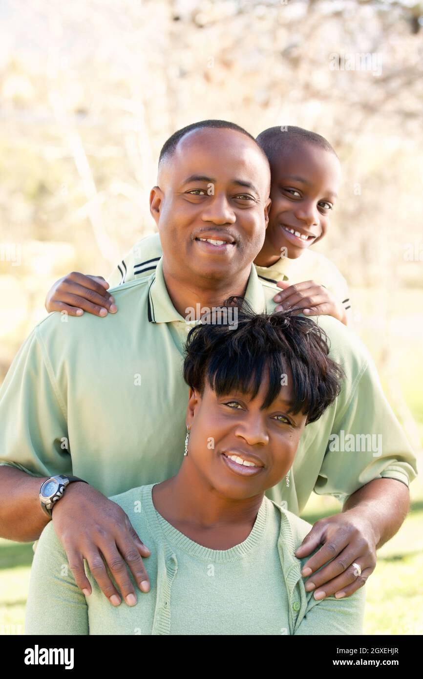 Beautiful African American Family Portrait Outside Together Stock Photo Alamy