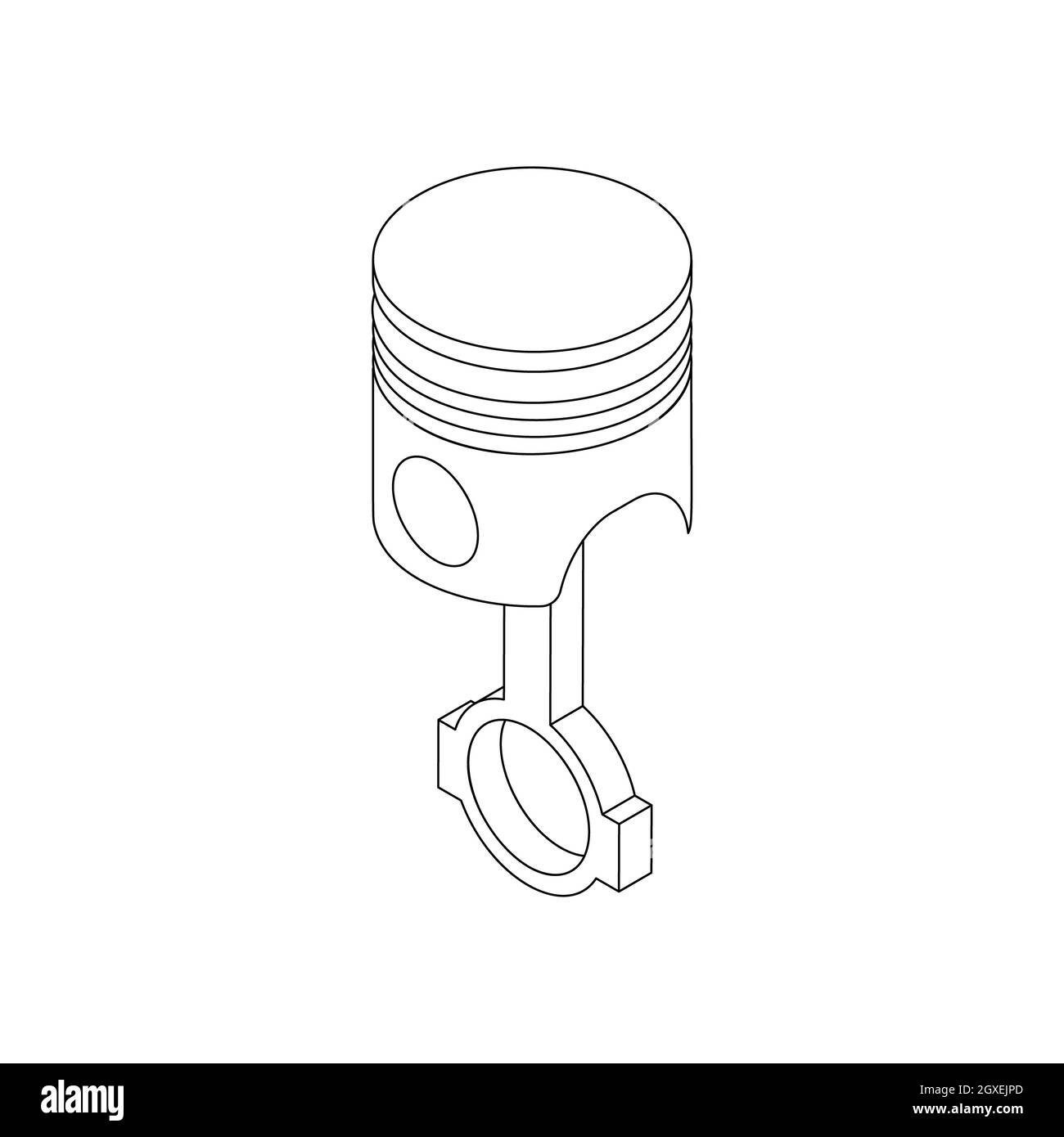 Piston and connecting rod assembly icon in isometric 3d style isolated