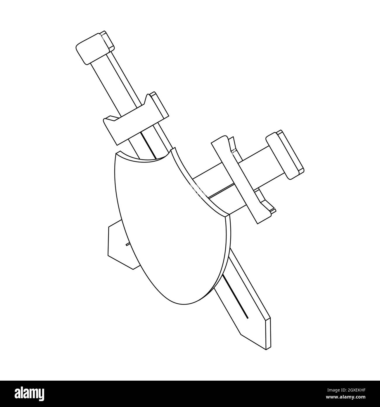 Shield with two swords icon, isometric 3d style isolated on white ...