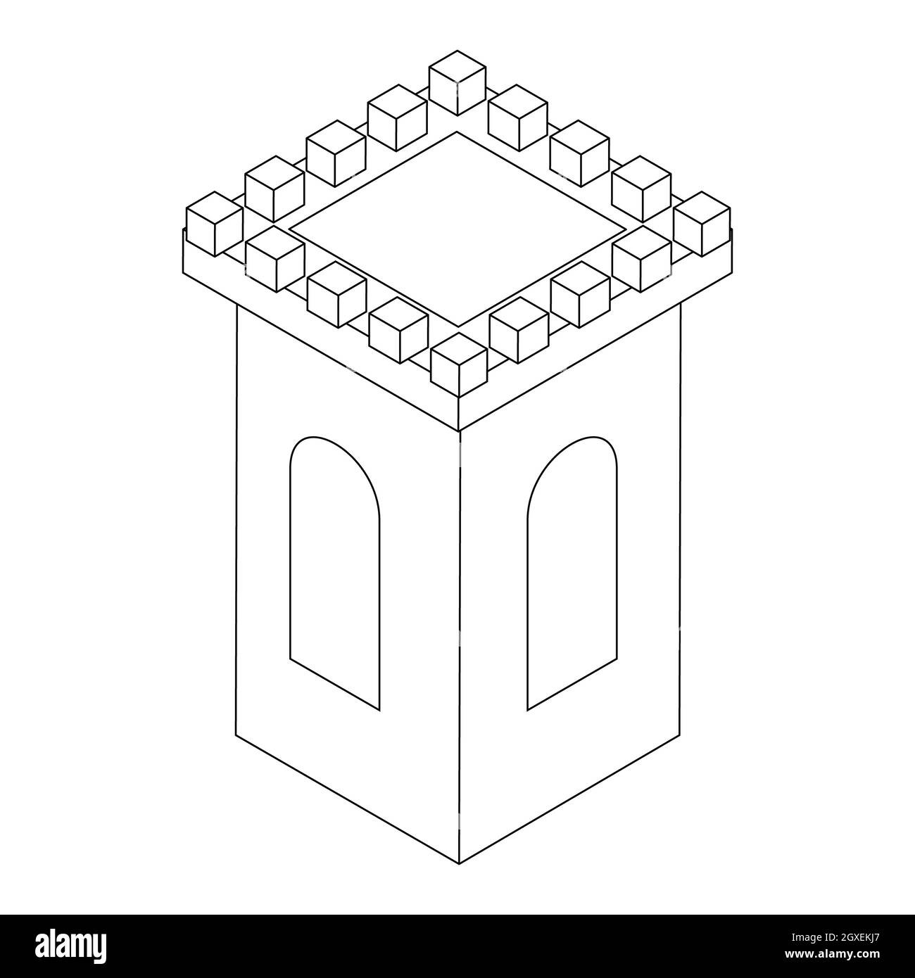 Castle tower icon, isometric 3d style isolated on white background ...