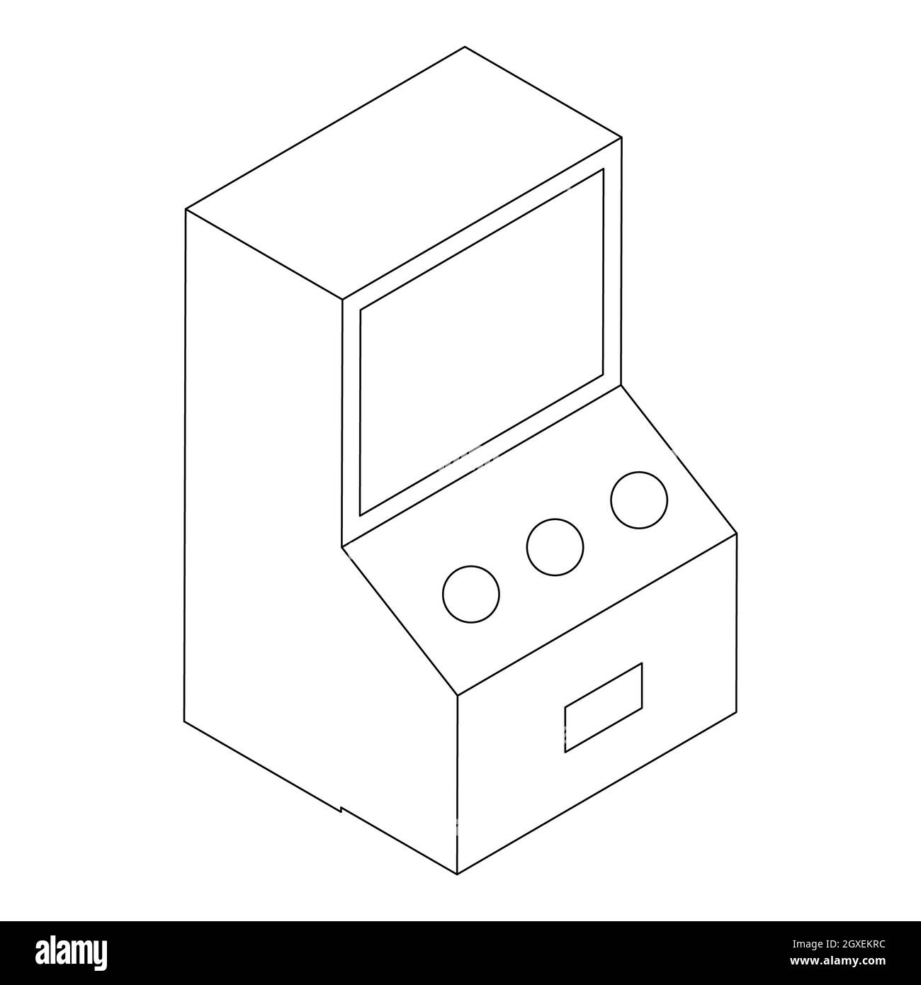 Game arcade machine icon, isometric 3d style. Black illustration on white for web Stock Photo