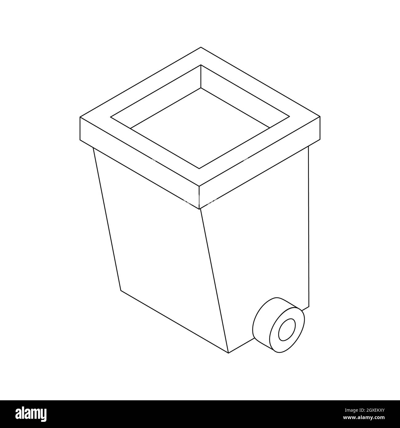 Dumpster on wheels icon in isometric 3d style isolated on white background. Cleaning Stock Photo