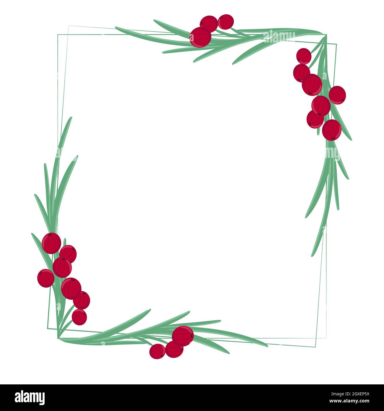 Beautiful Christmas frame with red berries and leaves, vector ...
