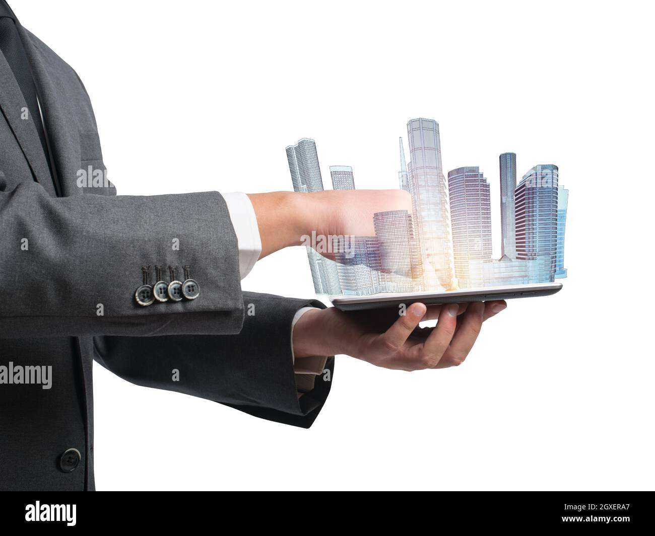 Architect shows the projection of urban project Stock Photo - Alamy