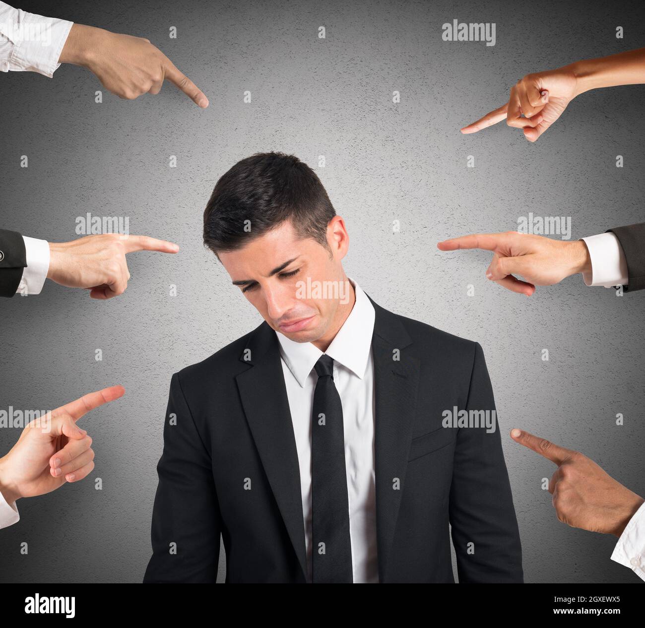 Concept of accusation of a guilty businessman Stock Photo Alamy