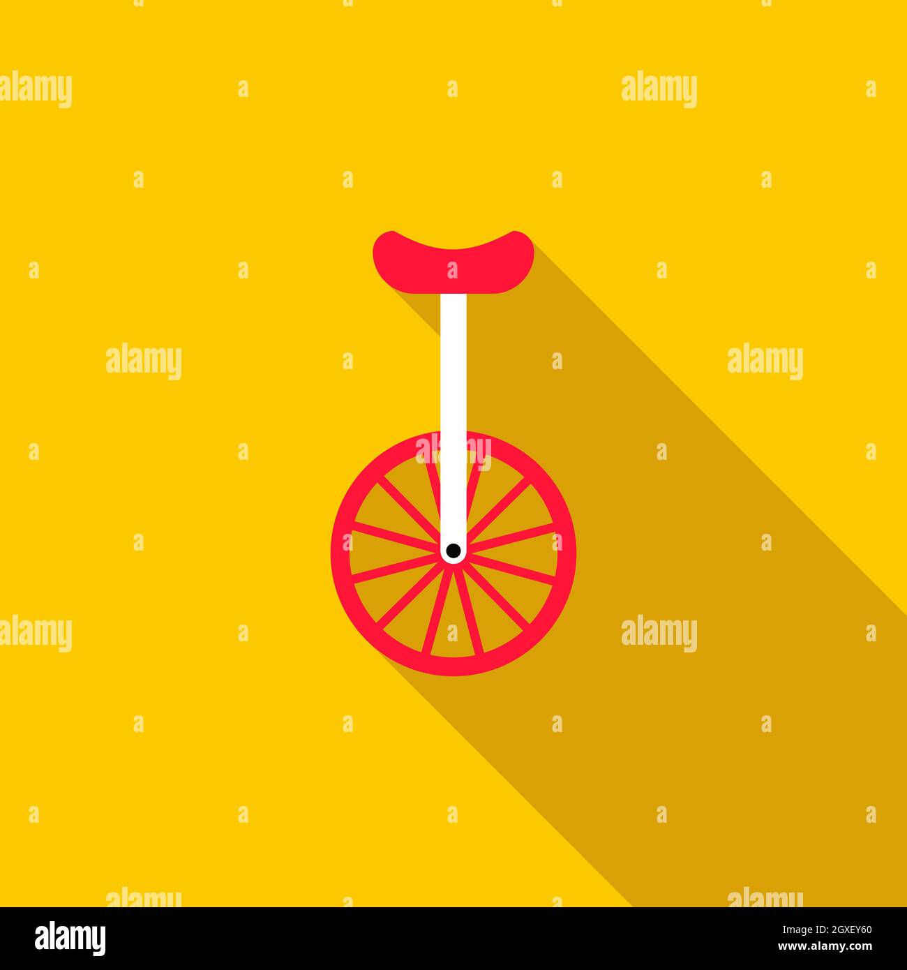 Unicycle or one wheel bicycle icon in flat style on a yellow background