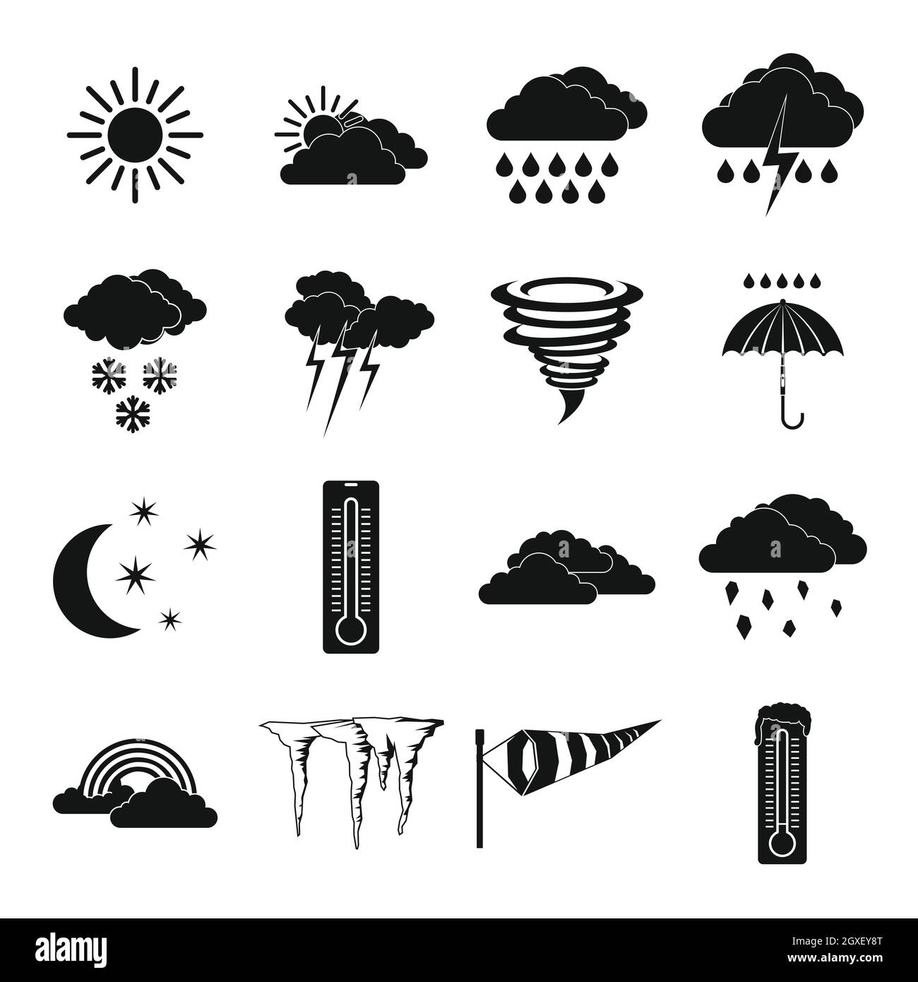 Weather set icons in simple style for any design Stock Photo - Alamy