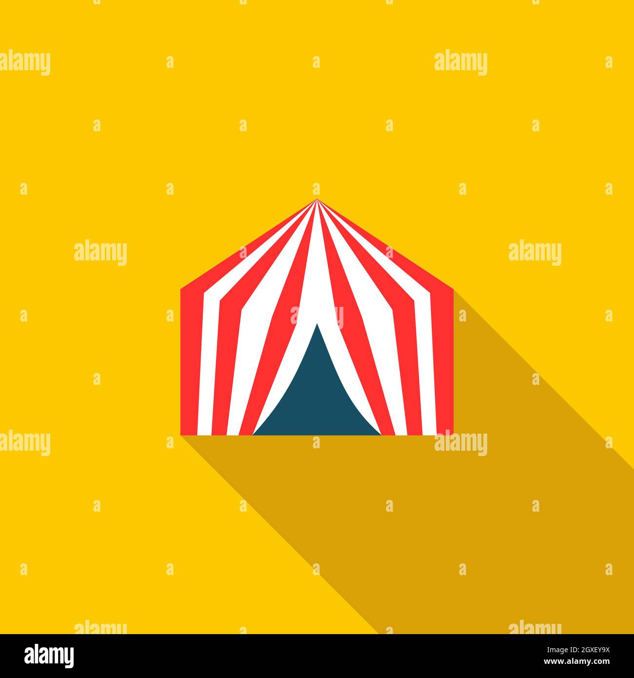 Circus tent icon in flat style on a yellow background Stock Photo - Alamy