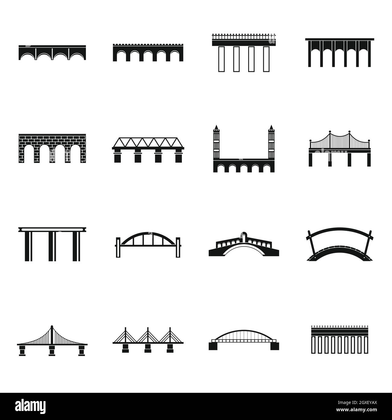 Bridge set icons in simple style for any design Stock Photo - Alamy