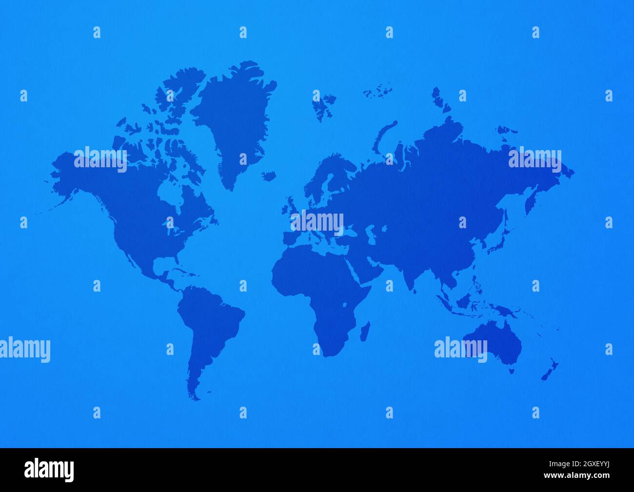 World map isolated on blue wall background Stock Photo - Alamy