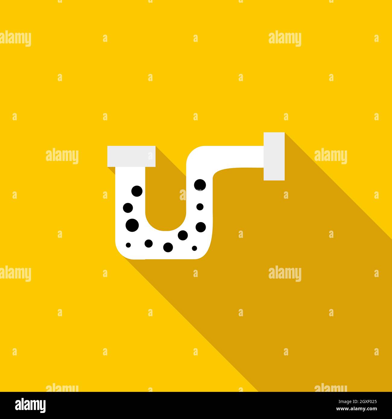 Clog in the pipe icon in flat style on a yellow background Stock Photo ...