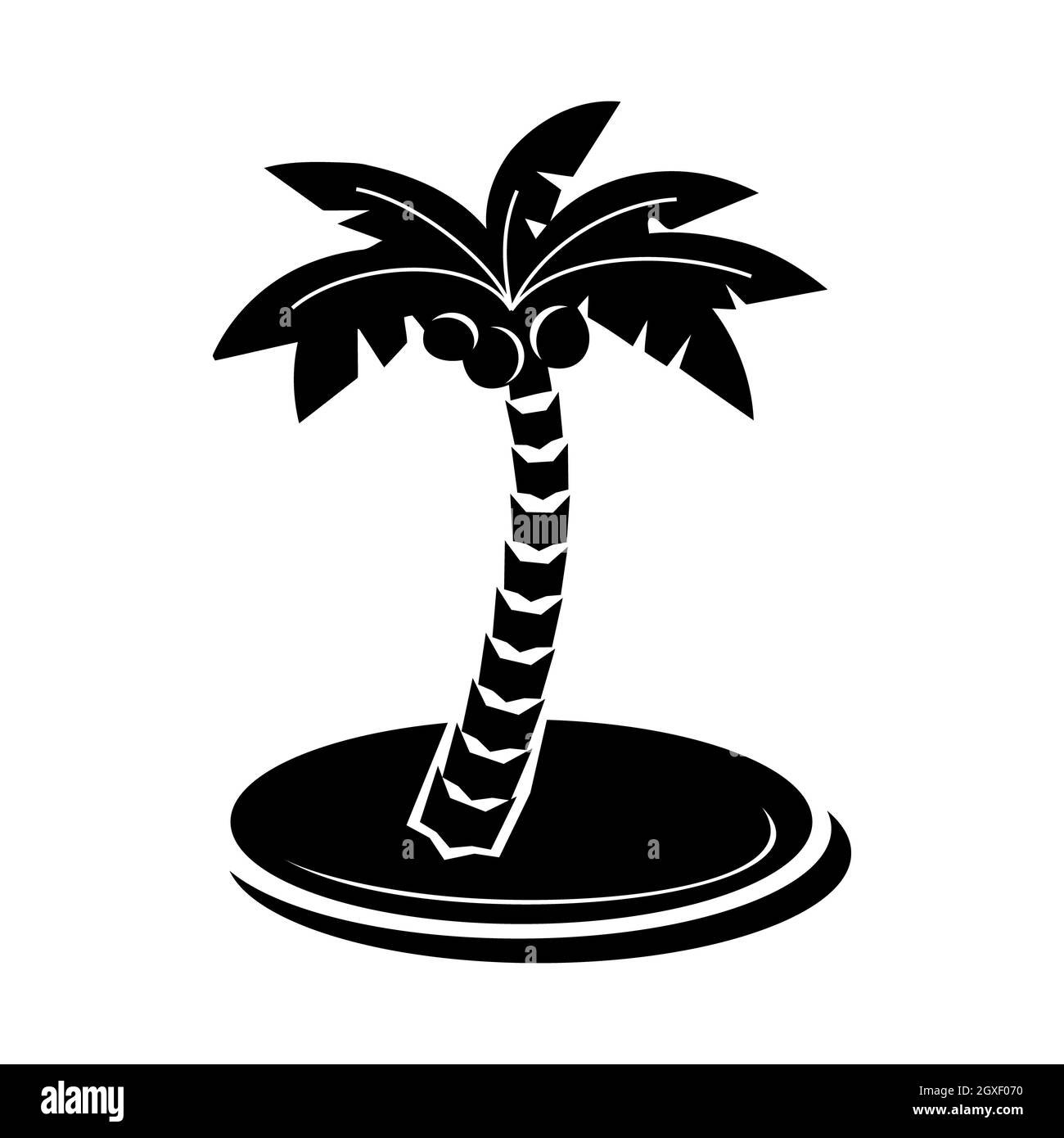 Palm tree with coconuts icon in simple style isolated on white ...
