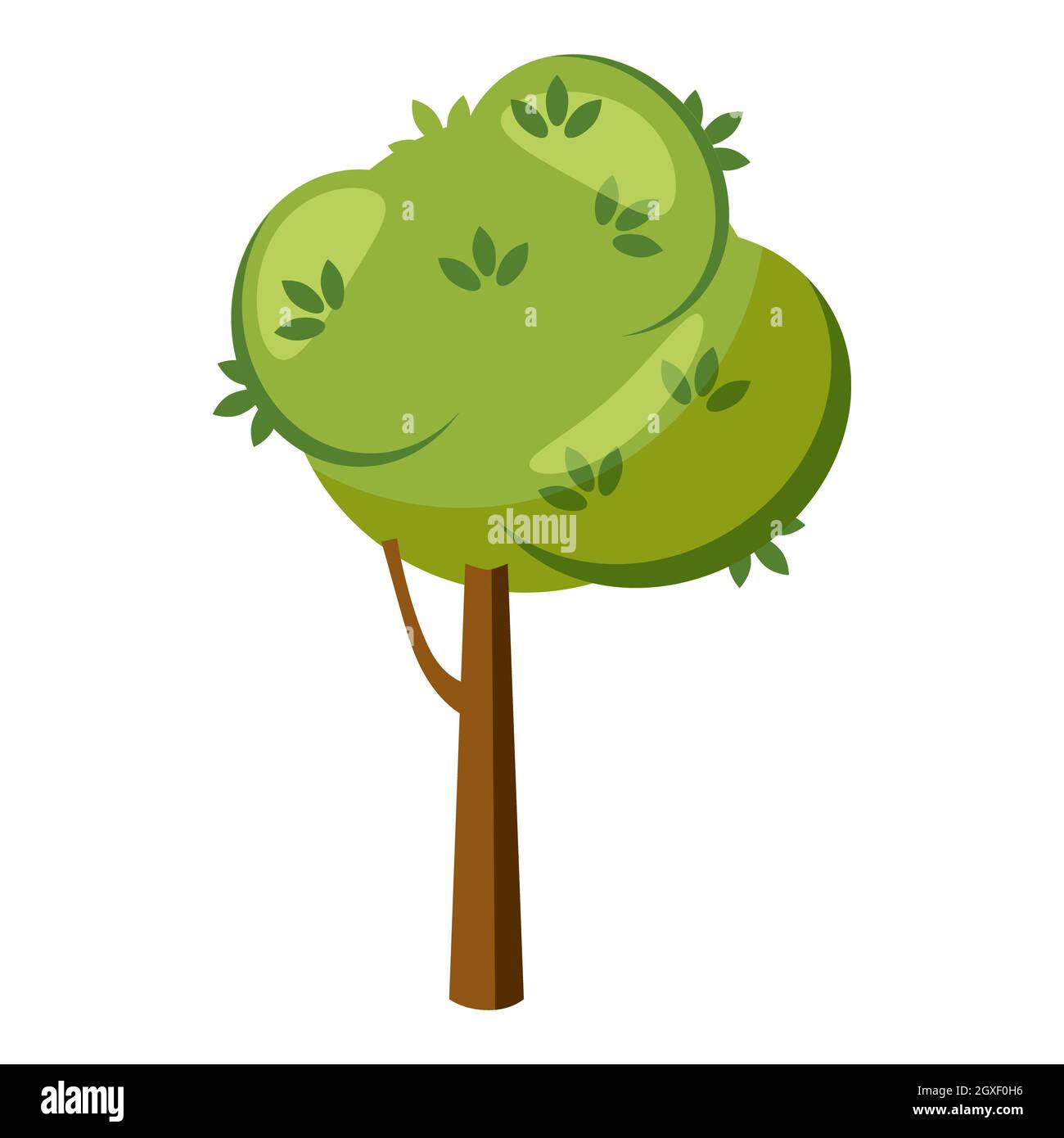 Thick tree icon in cartoon style isolated on white background. Nature ...