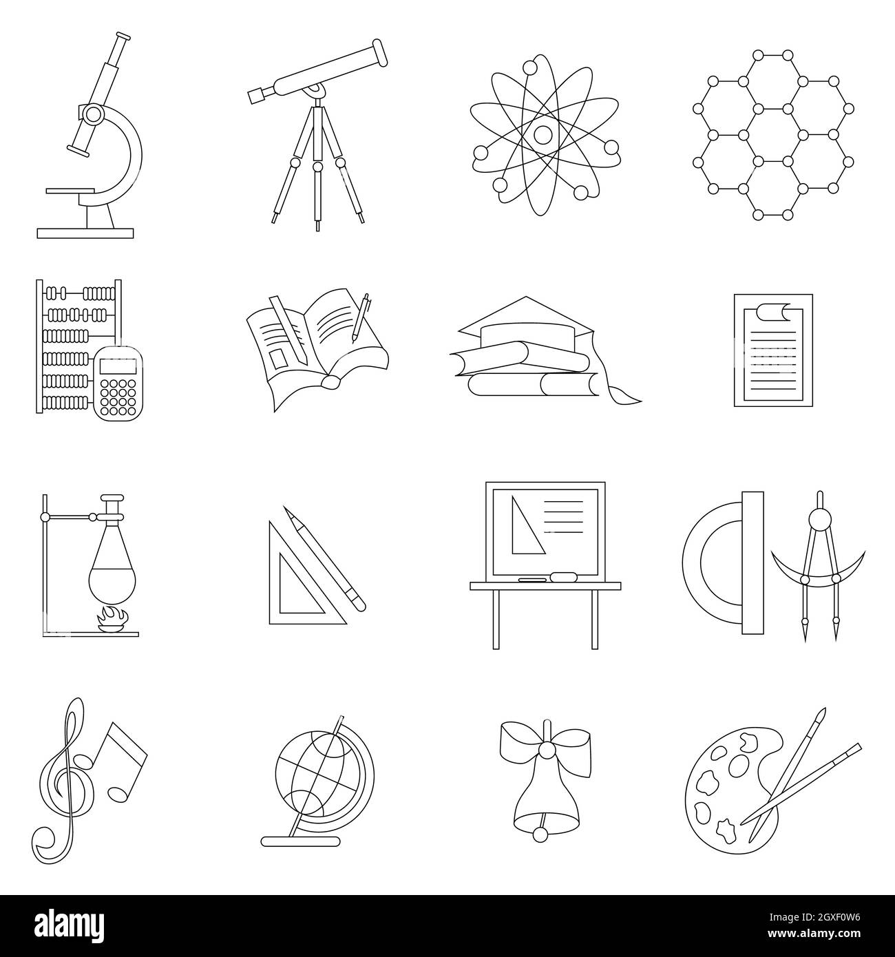 Science icons set thin line style isolated on white background Stock ...