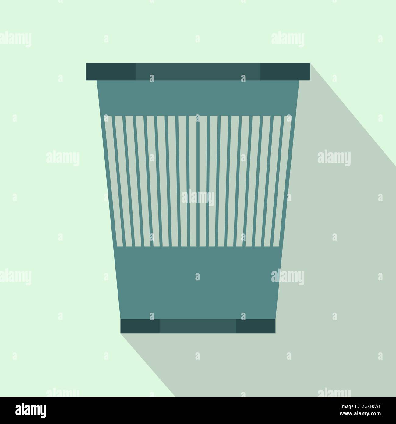 Plastic waste bin icon in flat style with long shadow. Waste and ...