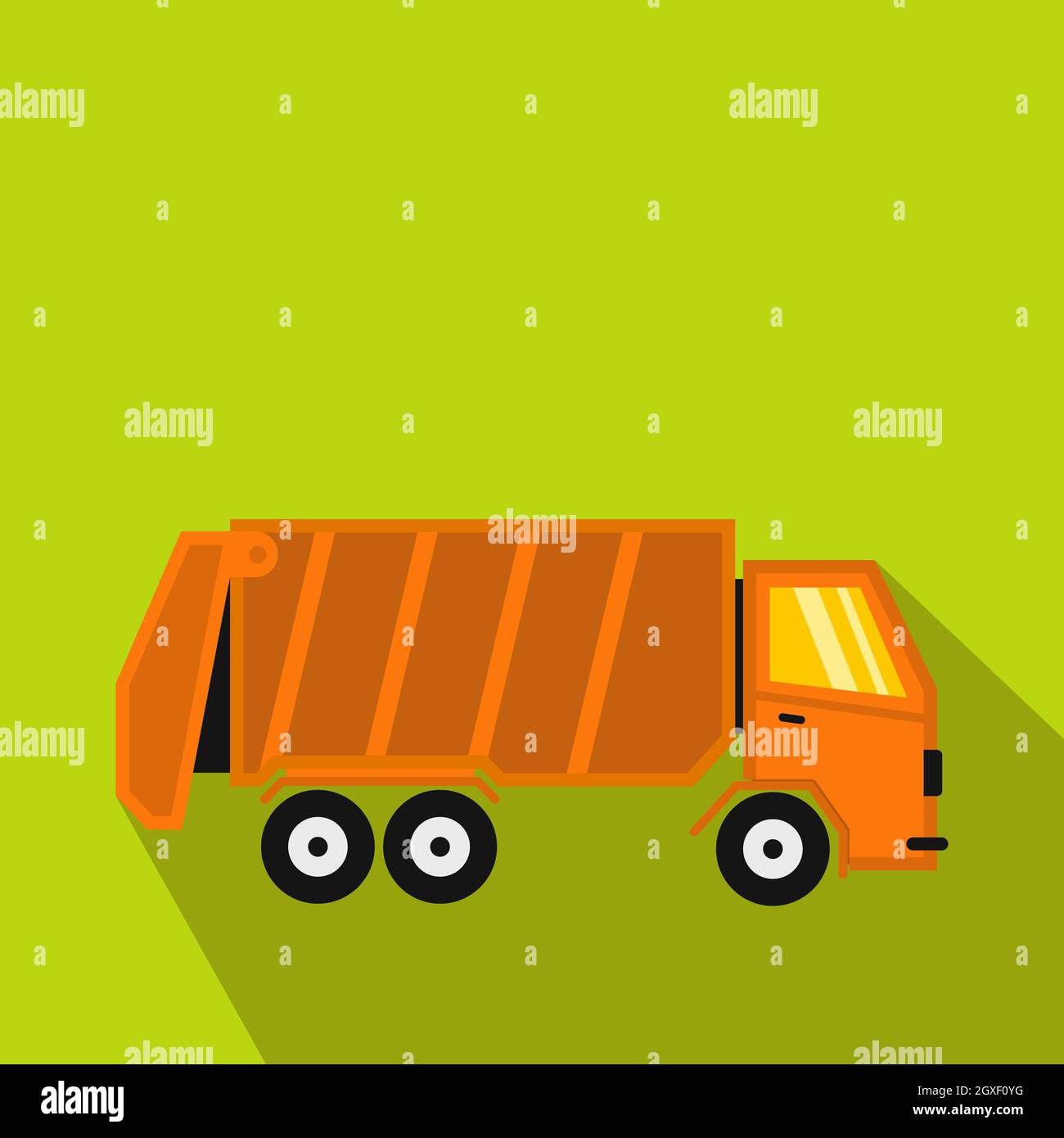 Garbage truck icon in flat style with long shadow. Waste and sanitation symbol Stock Photo