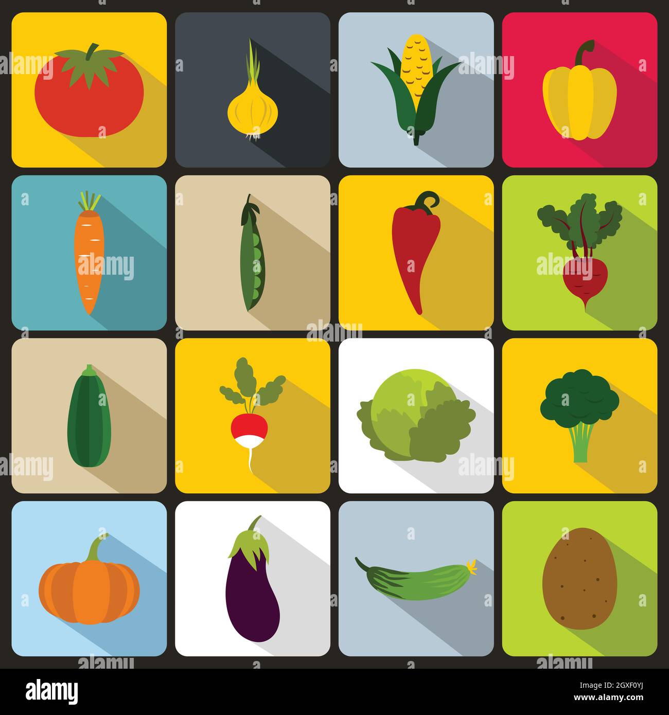 Vegetables icons set in flat style for any design Stock Photo - Alamy
