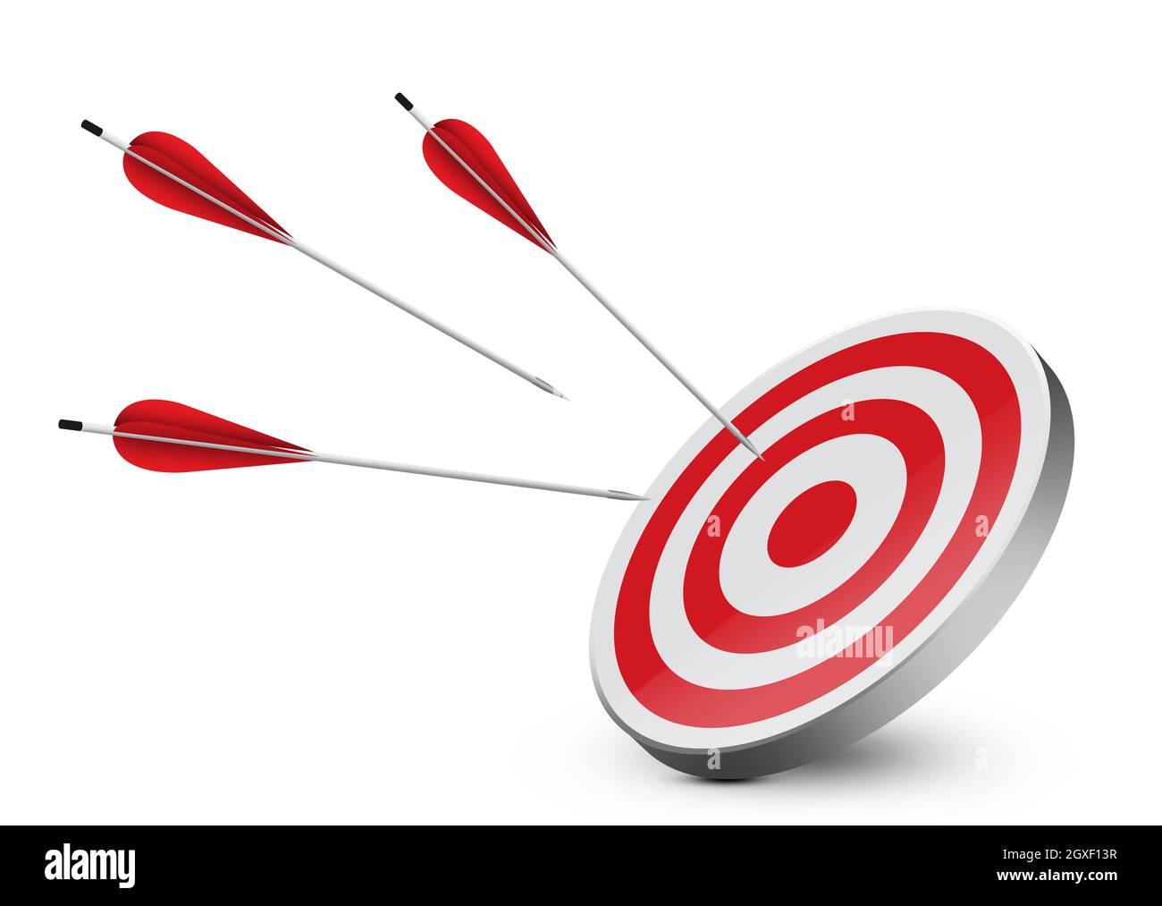 Red dartboard and arrow on white background Stock Photo