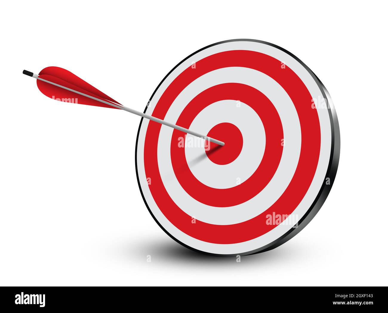 Red dartboard and arrow on white background Stock Photo