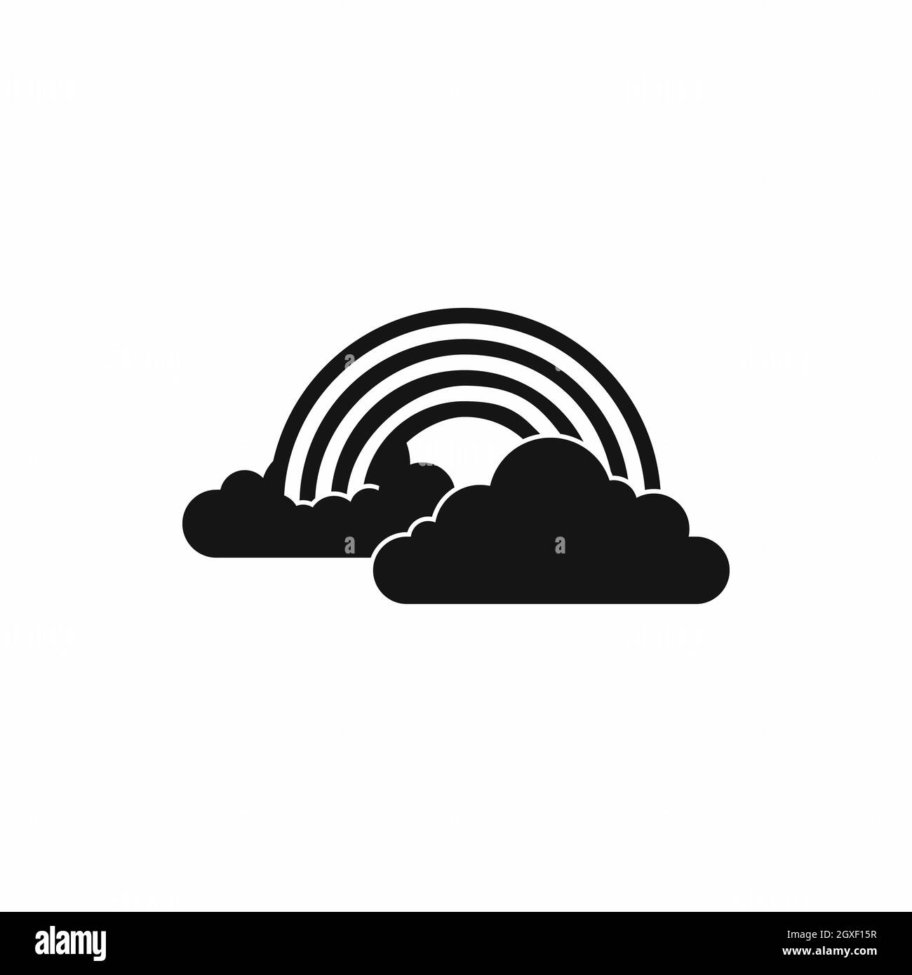 Rainbow and clouds icon in simple style isolated on white background ...