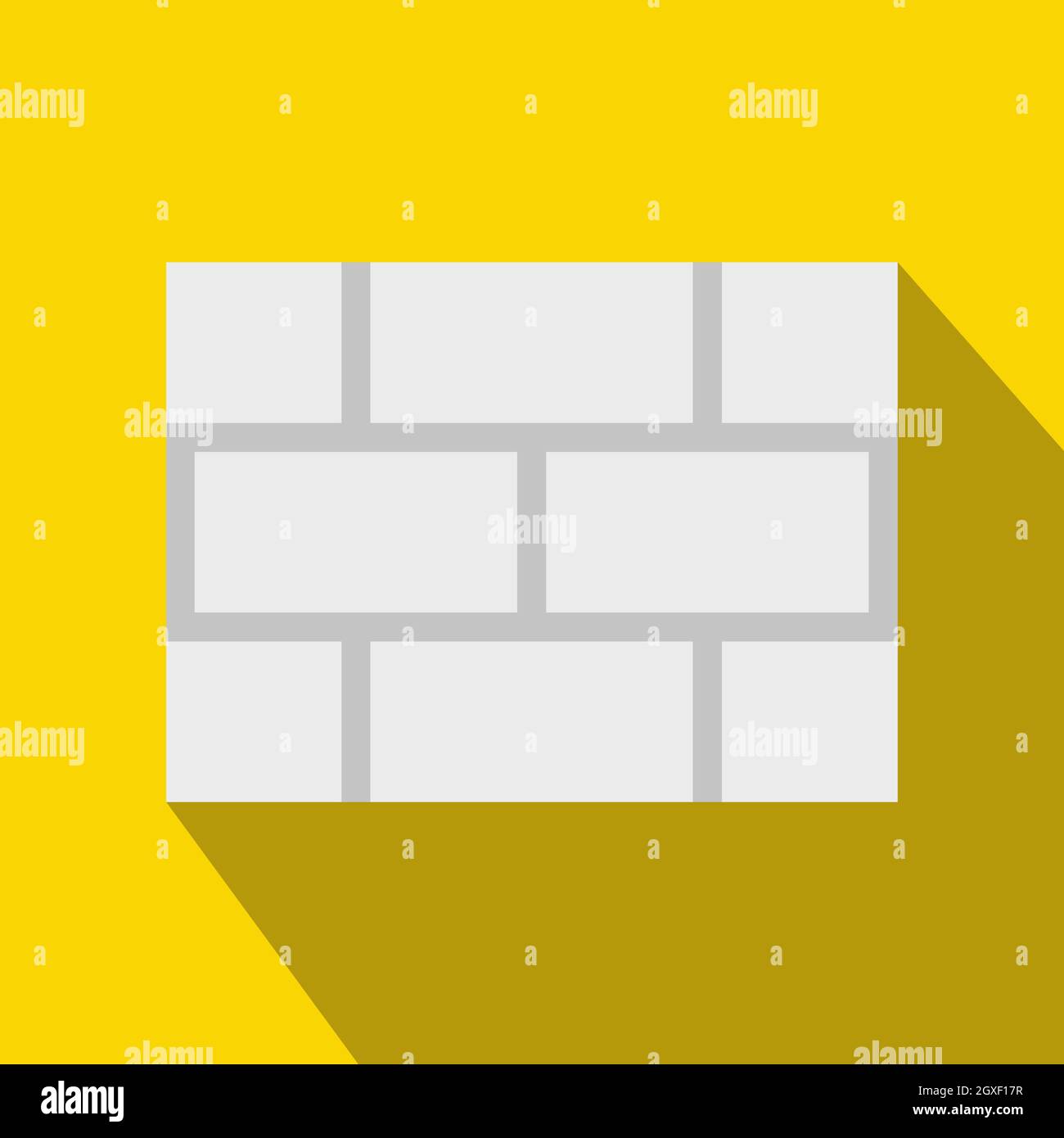 Concrete block wall icon in flat style on a yellow background Stock ...