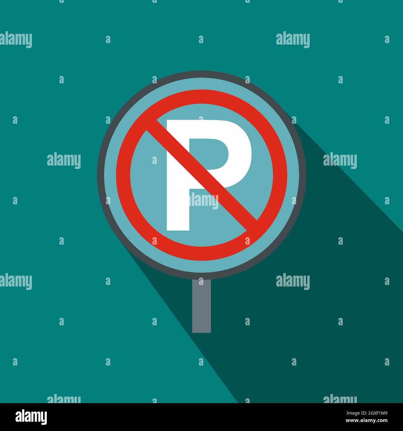 No parking sign icon in flat style on a blue background Stock Photo - Alamy