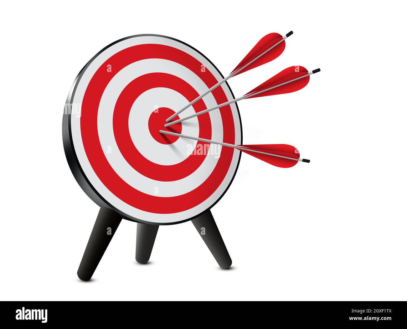 Red dartboard and arrow on white background Stock Photo