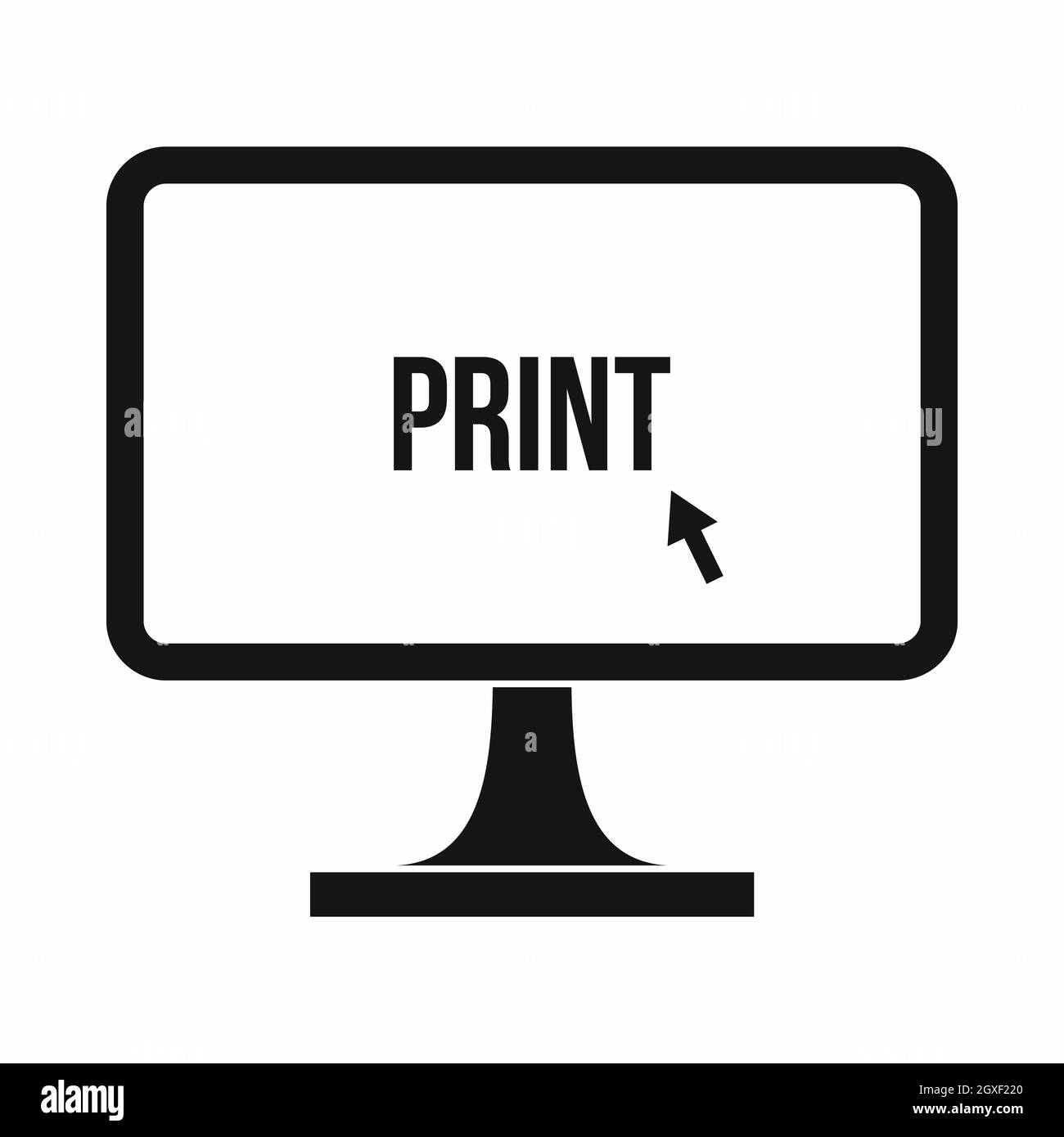 Print word on a computer monitor icon in simple style isolated on white ...
