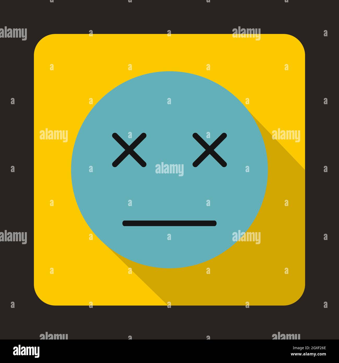 Dead emoticon icon in flat style on a yellow background Stock Photo Alamy