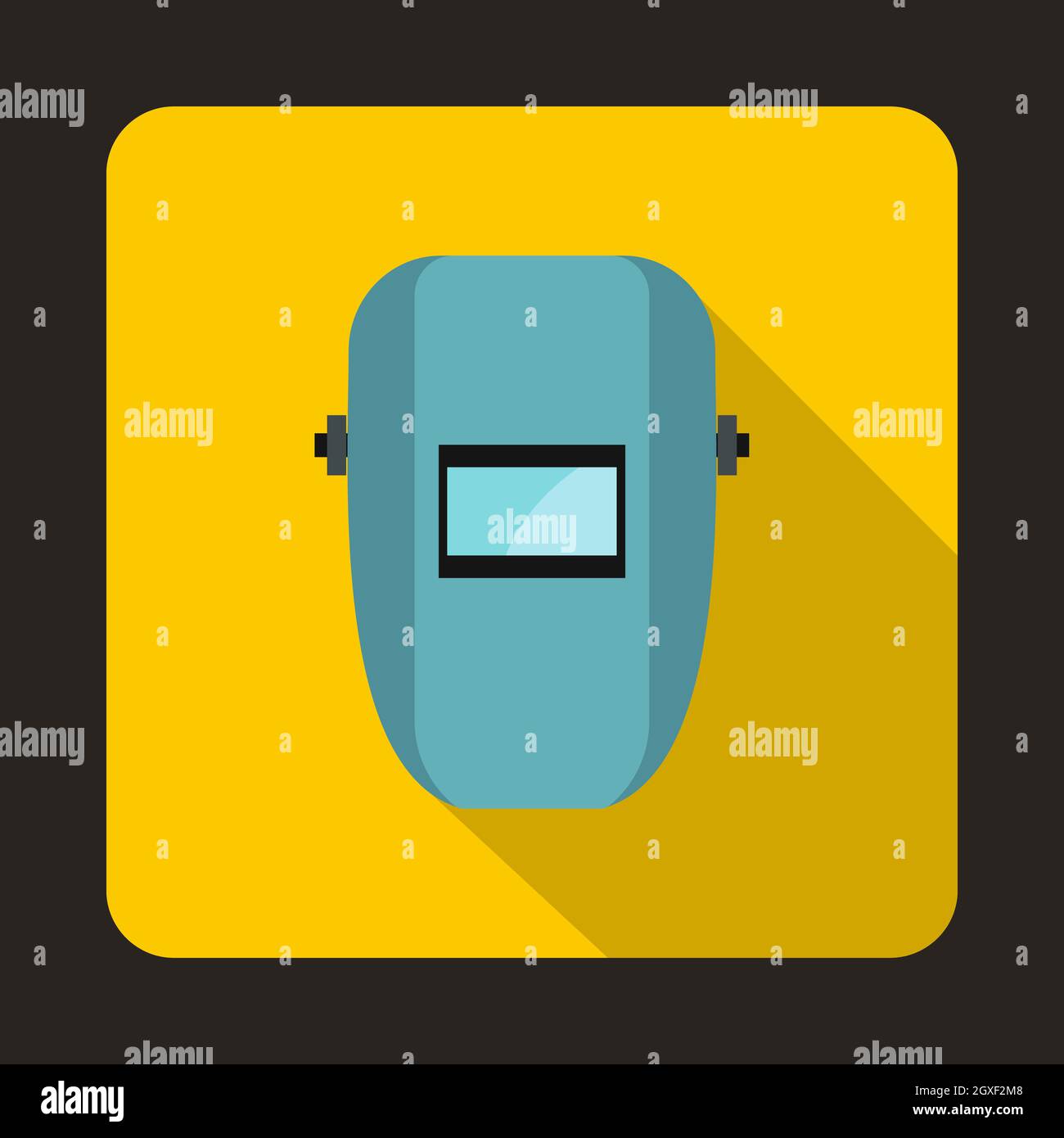 Welding mask icon in flat style on a yellow background Stock Photo - Alamy