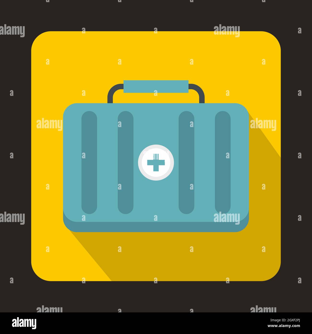 First aid kit icon in flat style on a yellow background Stock Photo - Alamy
