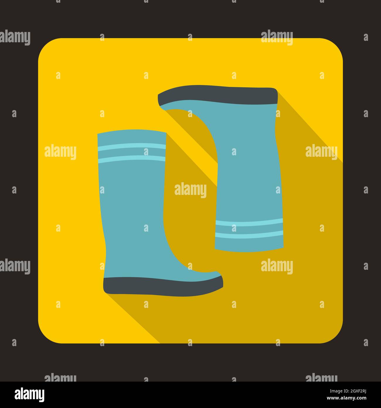 Blue rubber boots icon in flat style on a yellow background Stock Photo ...