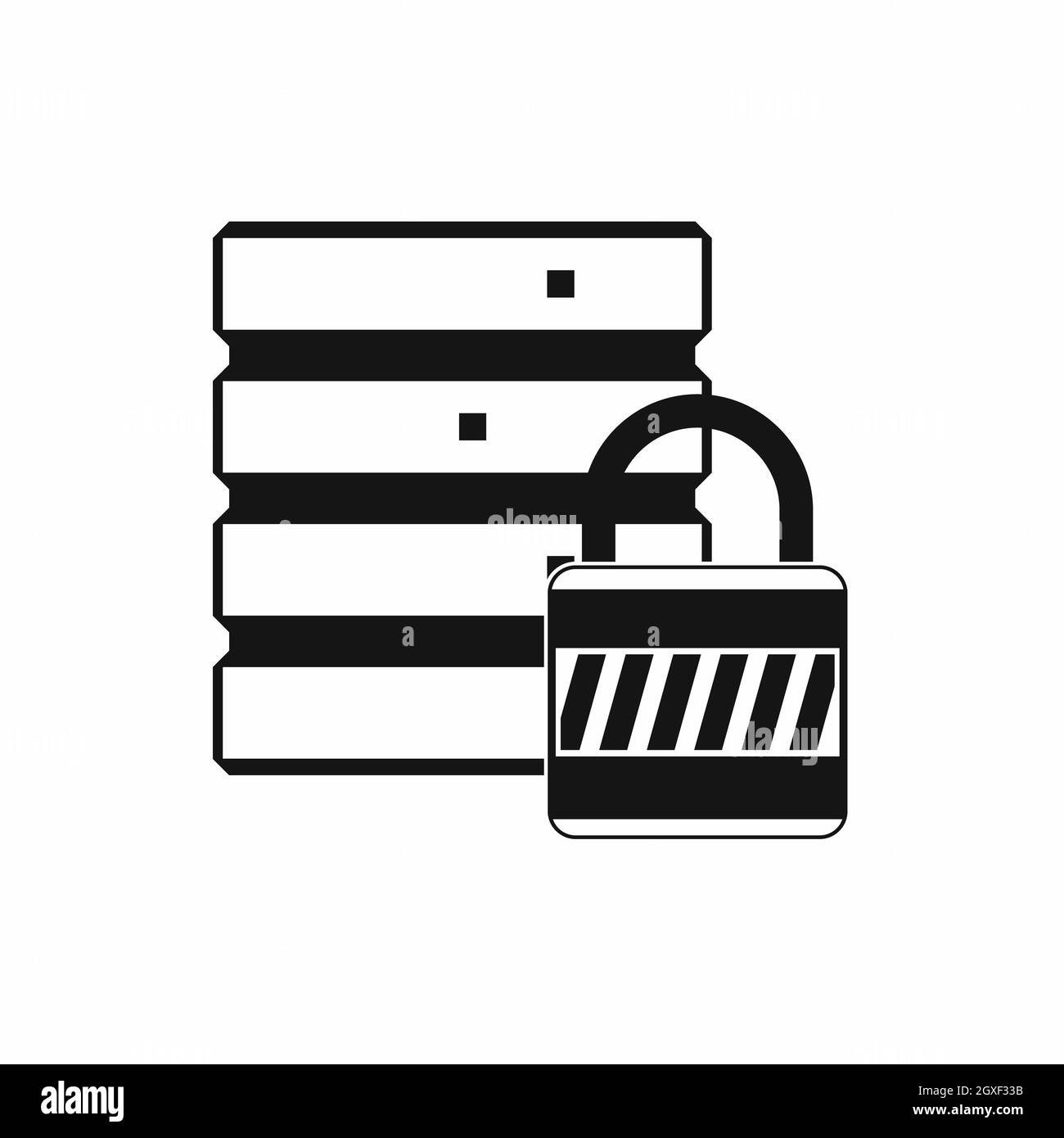 Database with padlock icon in simple style isolated on white background ...