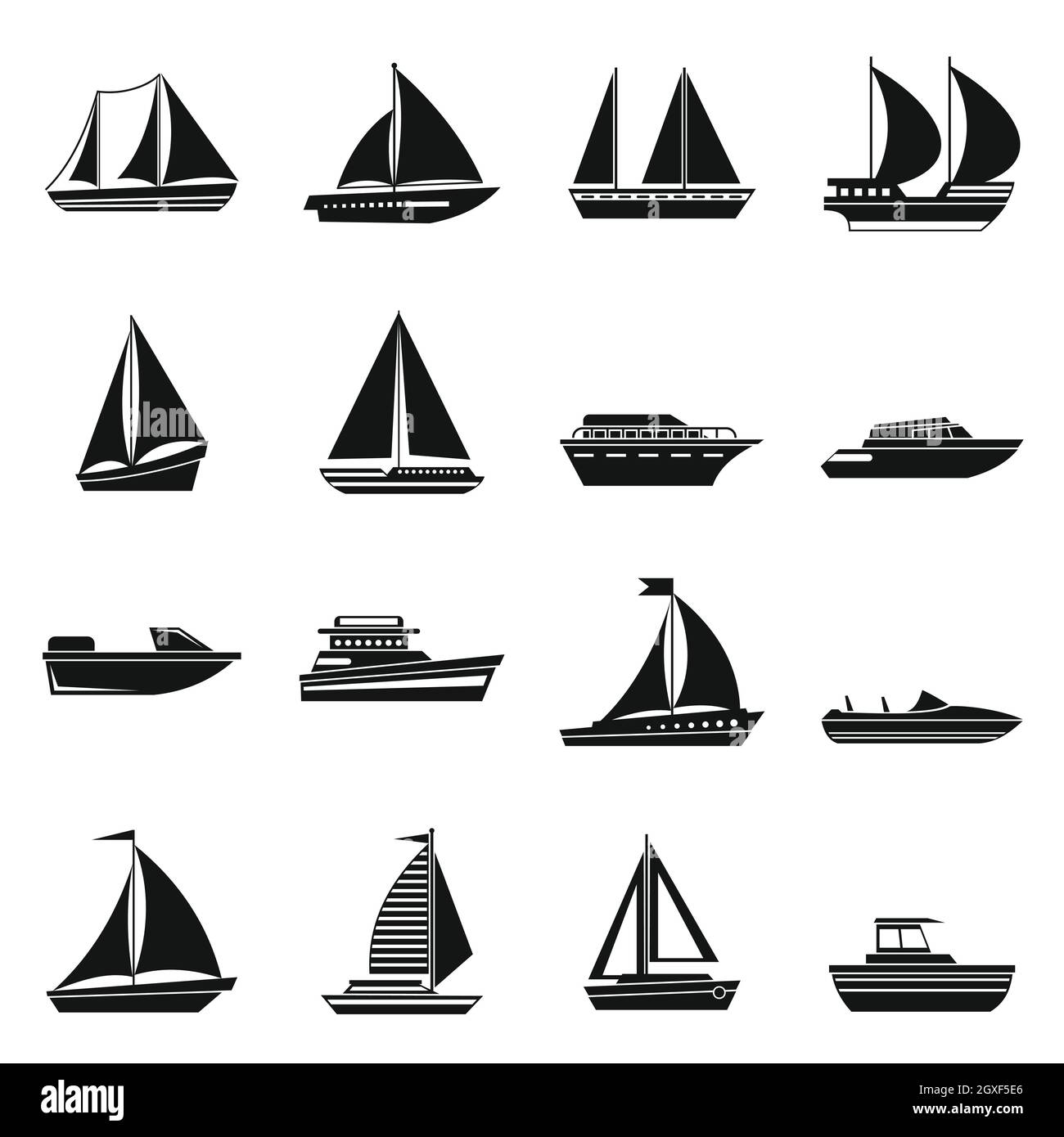 Boat and ship icons set in simple style for any design Stock Photo
