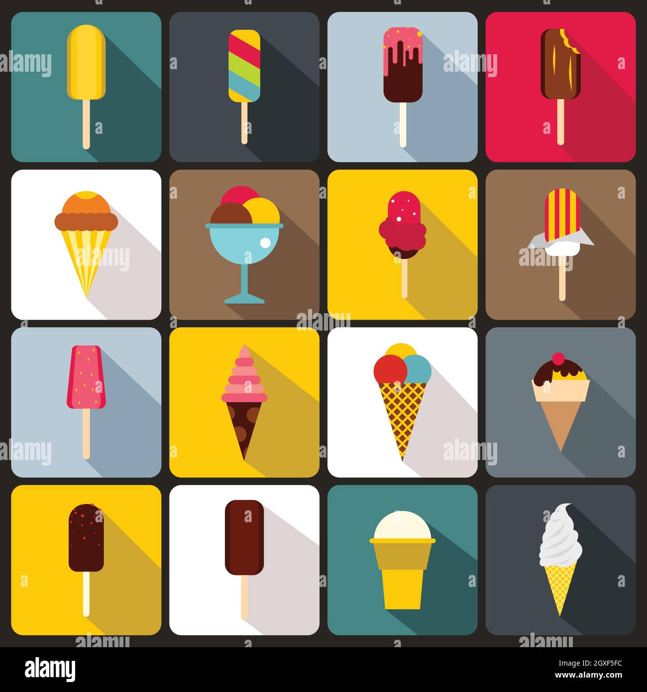 Ice cream icons set in flat style for any design Stock Photo