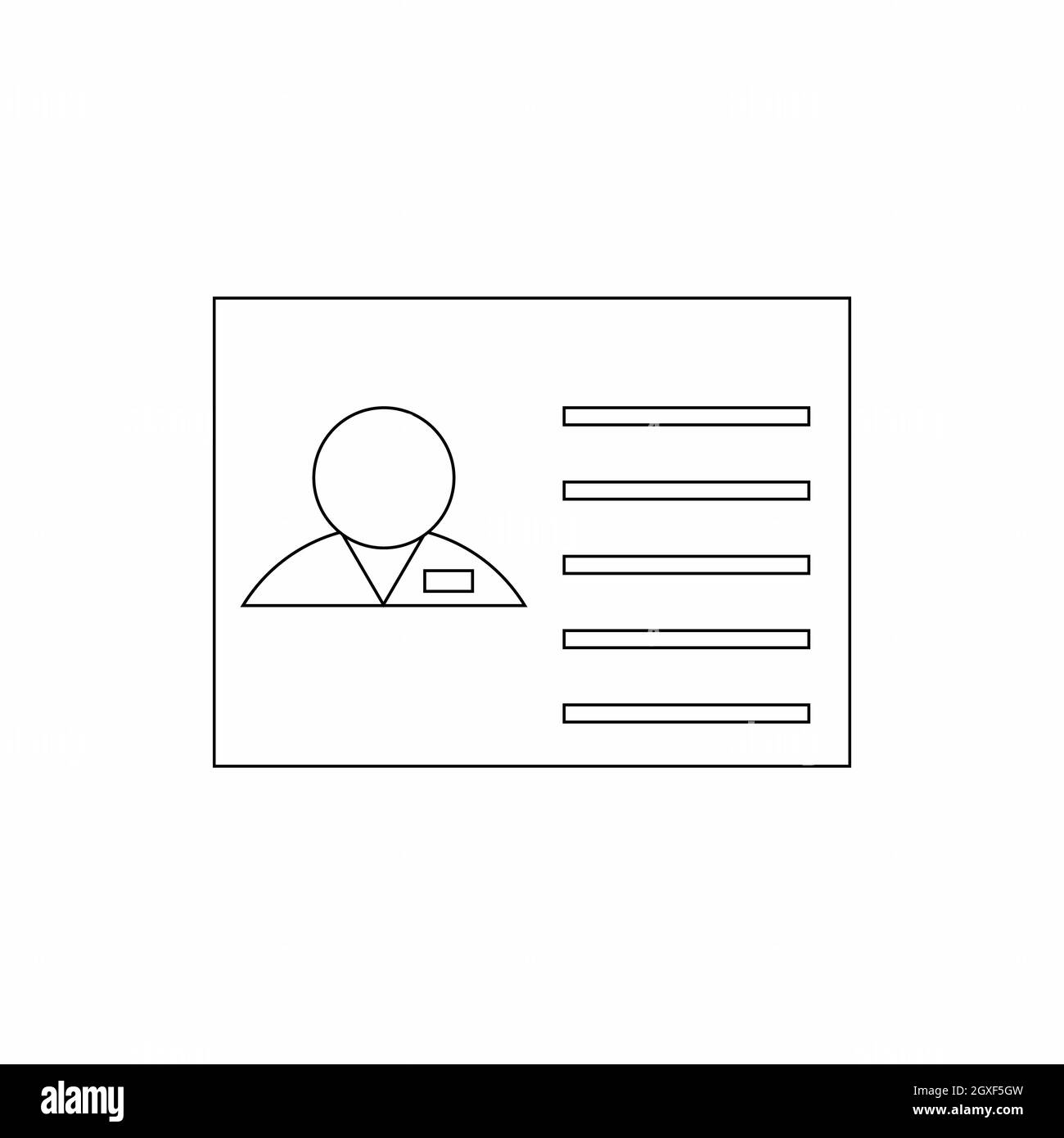 Identification card icon in thin line style isolated on white