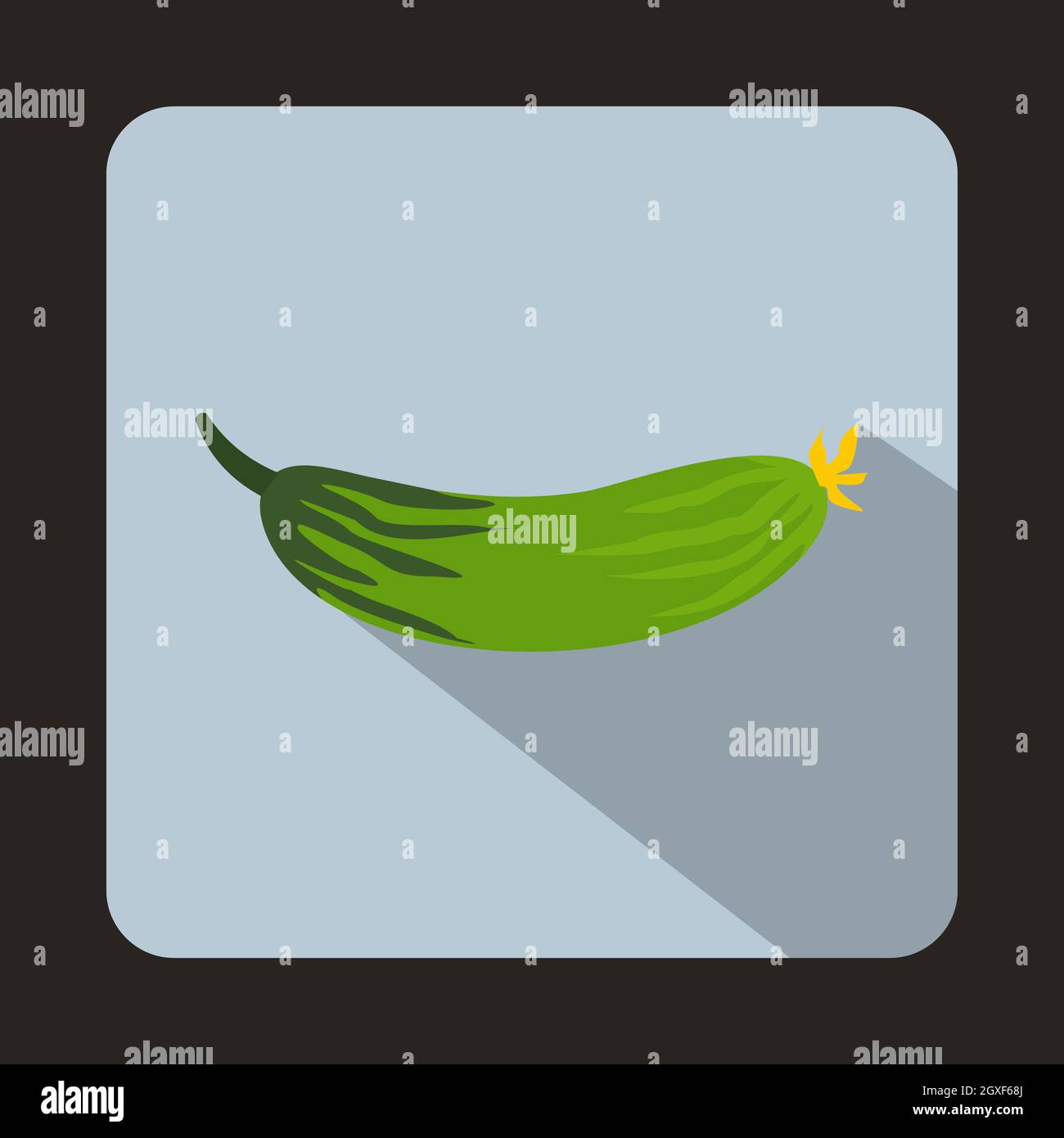 Fresh cucumber icon in flat style on a light blue background Stock ...