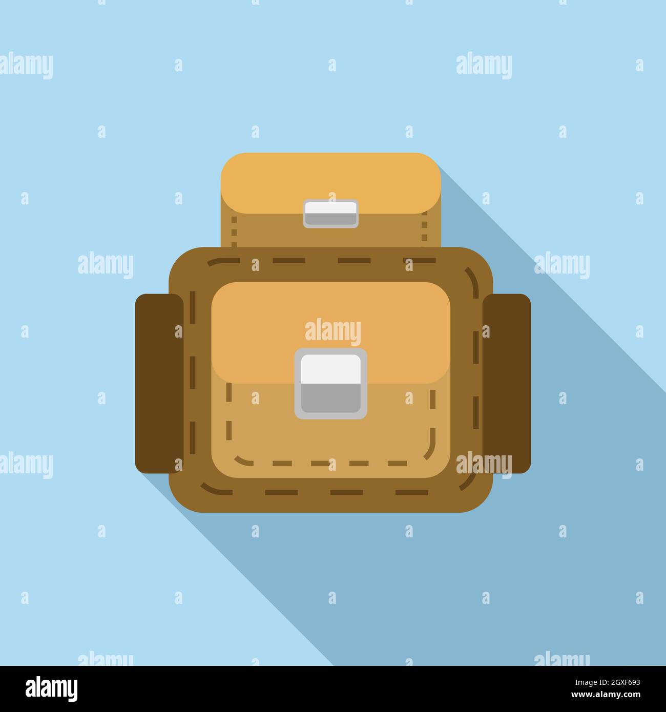 Backpack icon in flat style on a light blue background Stock Photo - Alamy
