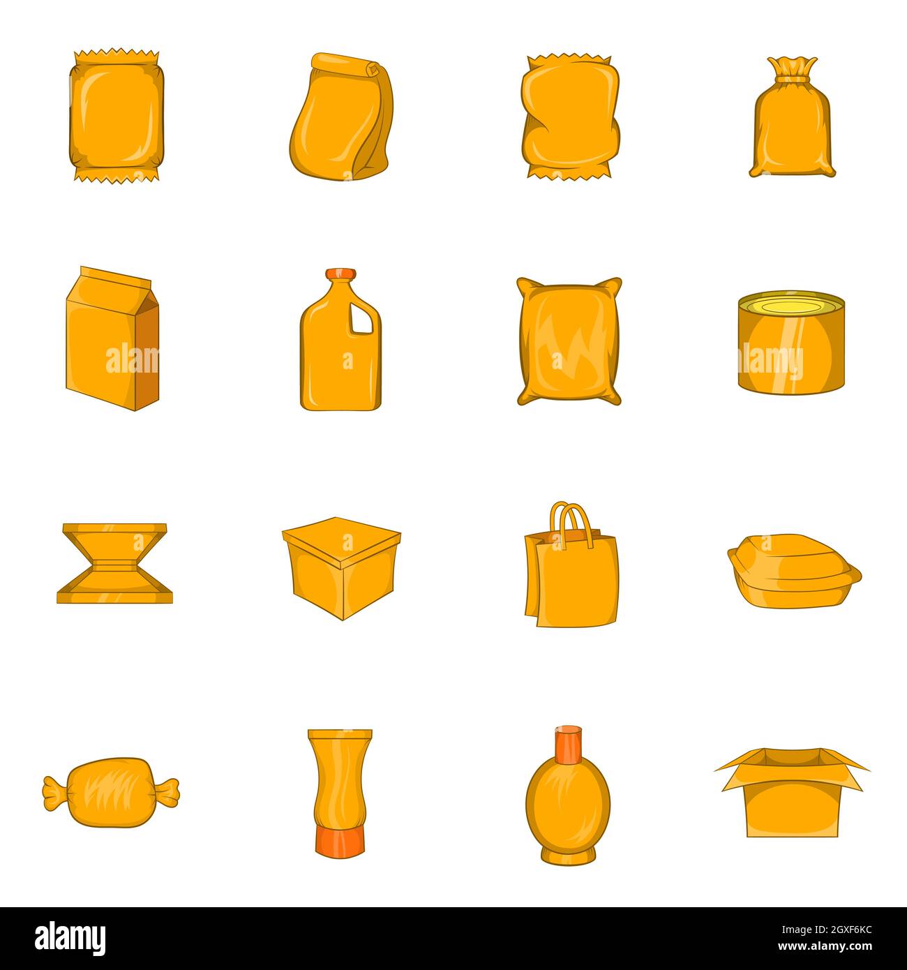 Packing icons set in cartoon style isolated on white background Stock Photo