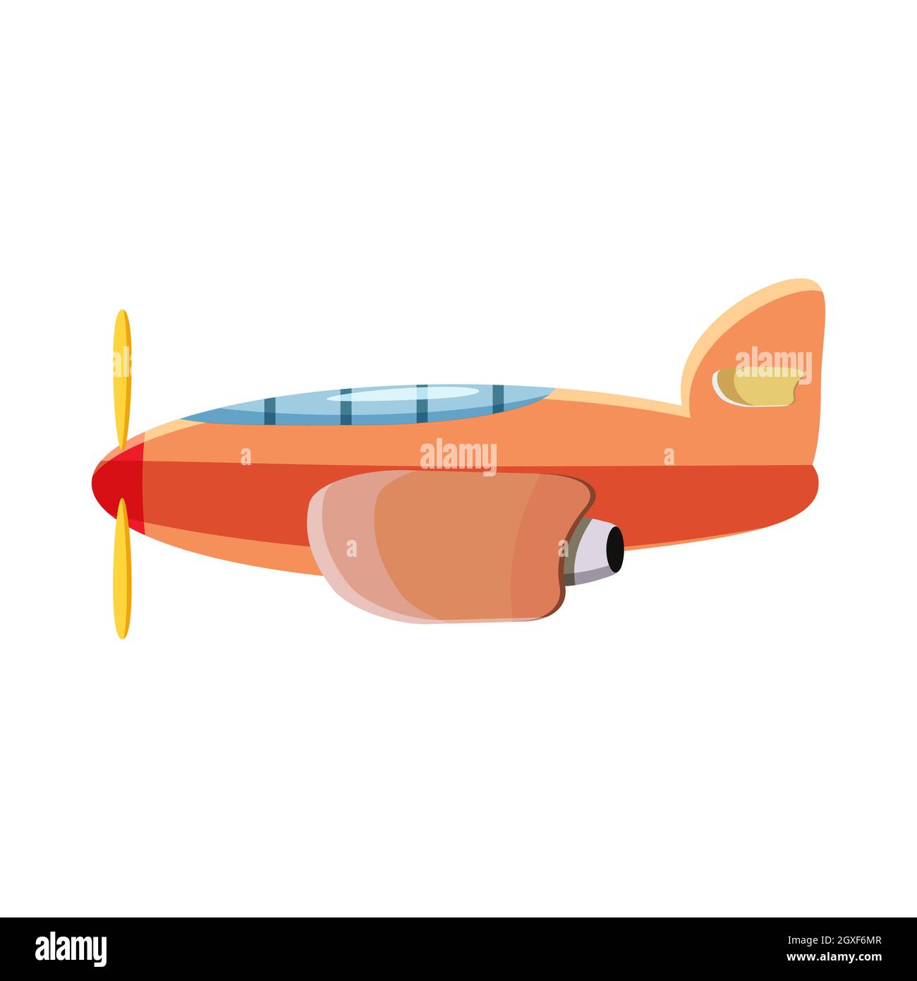 Orange plane icon in cartoon style isolated on white background