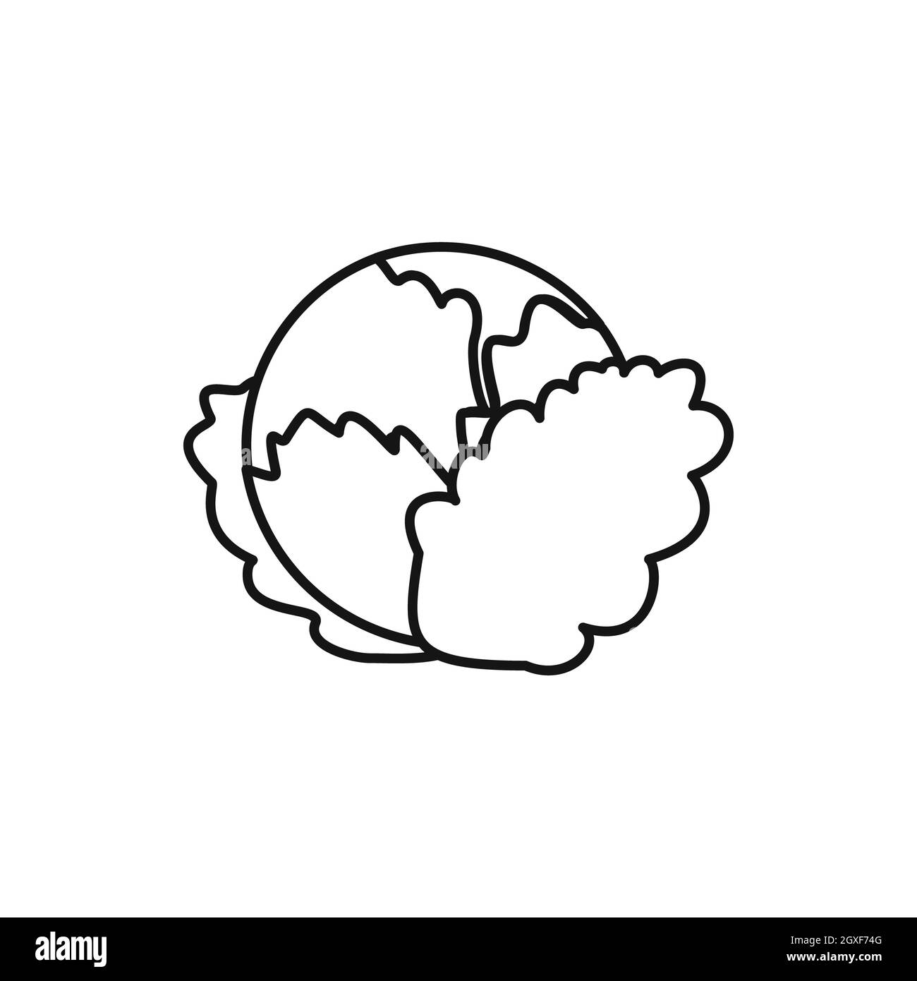 Cabbage icon in outline style isolated on white background Stock Photo ...