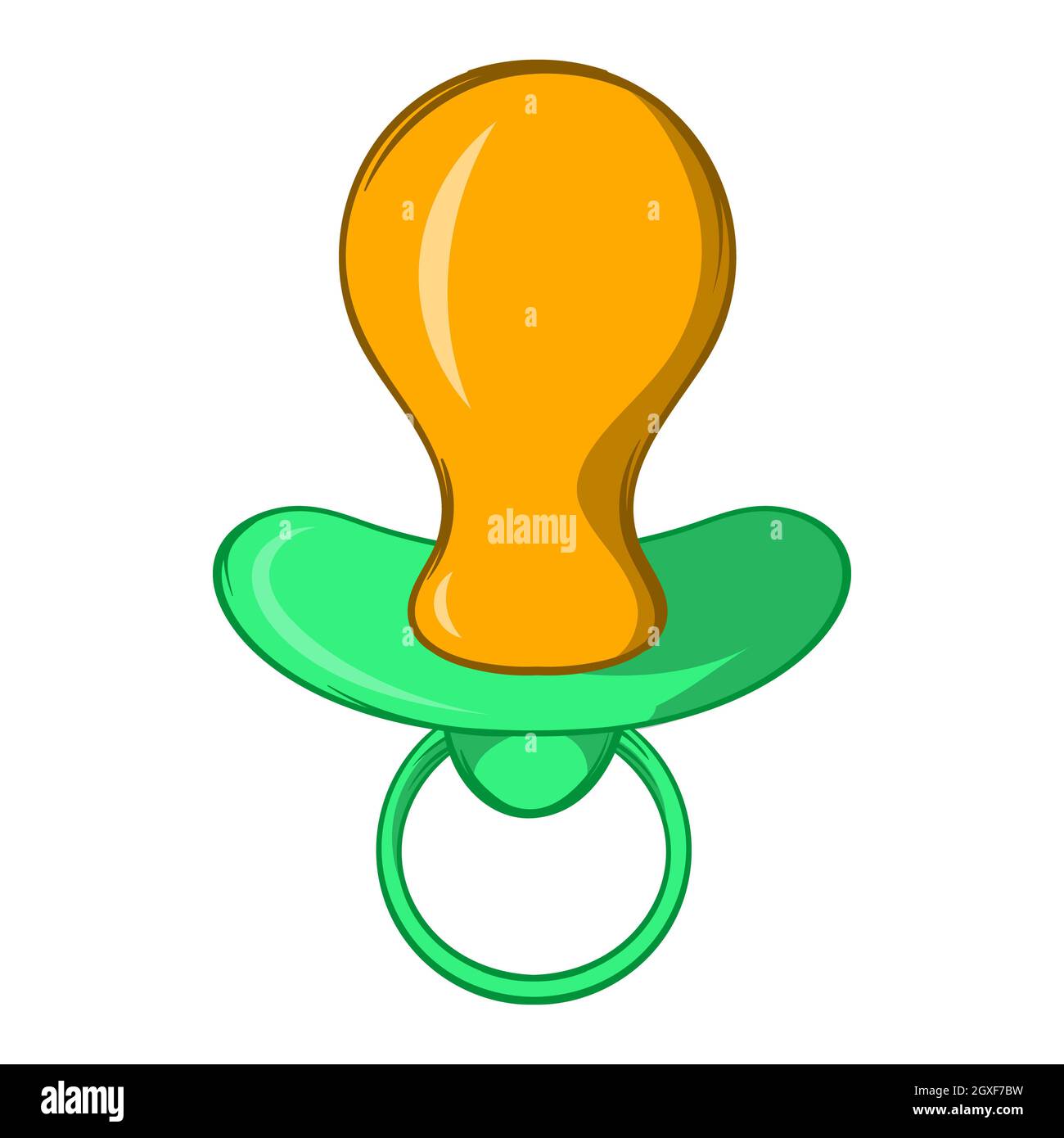 Green baby pacifier icon in cartoon style on a white background Stock ...